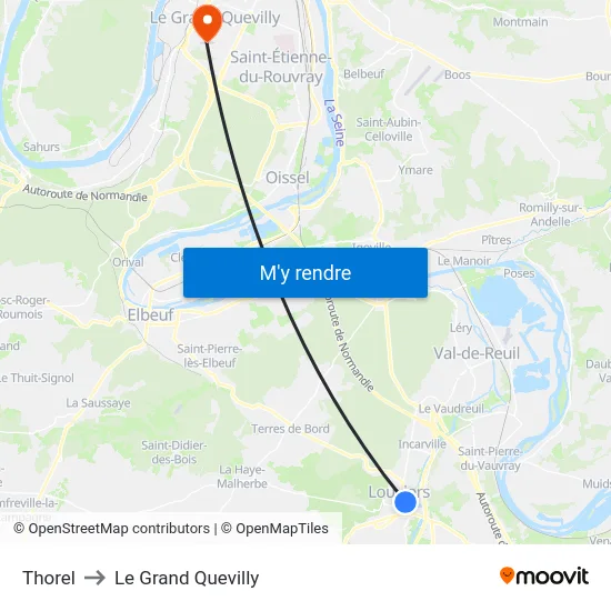 Thorel to Le Grand Quevilly map