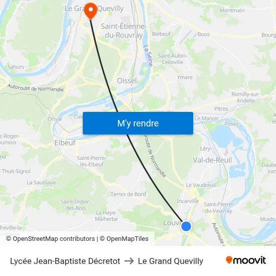 Lycée Jean-Baptiste Décretot to Le Grand Quevilly map