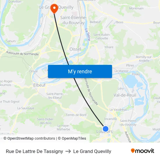 Rue De Lattre De Tassigny to Le Grand Quevilly map