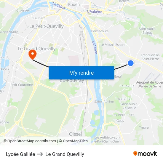 Lycée Galilée to Le Grand Quevilly map