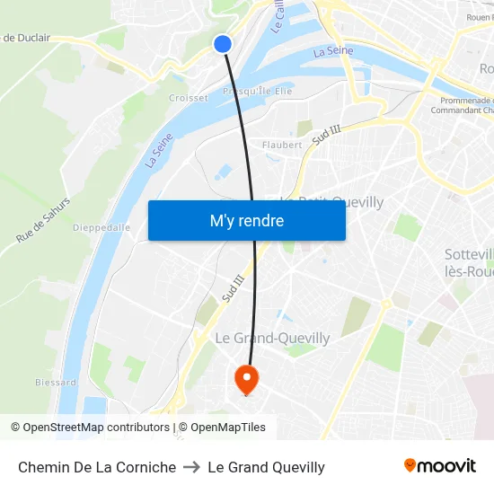 Chemin De La Corniche to Le Grand Quevilly map