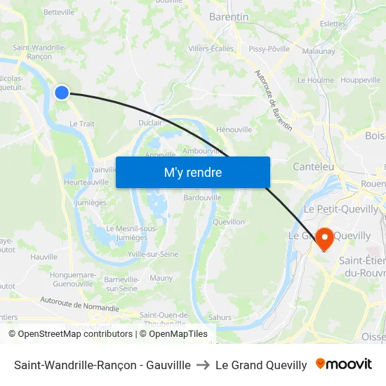 Saint-Wandrille-Rançon - Gauvillle to Le Grand Quevilly map