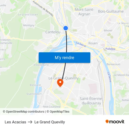 Les Acacias to Le Grand Quevilly map