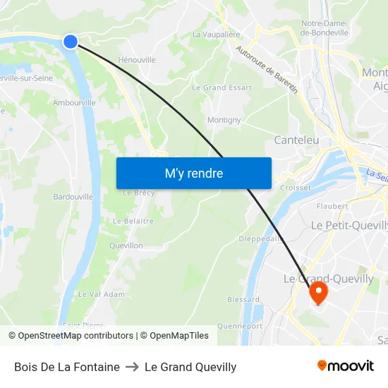 Bois De La Fontaine to Le Grand Quevilly map