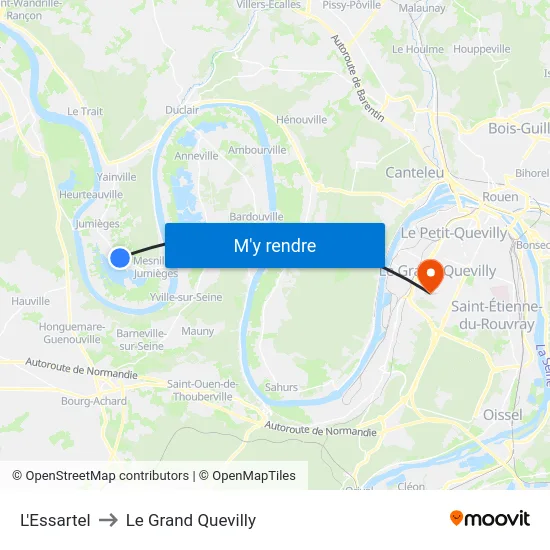 L'Essartel to Le Grand Quevilly map