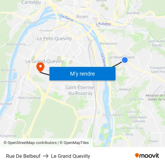 Rue De Belbeuf to Le Grand Quevilly map