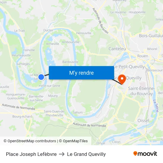 Place Joseph Lefèbvre to Le Grand Quevilly map
