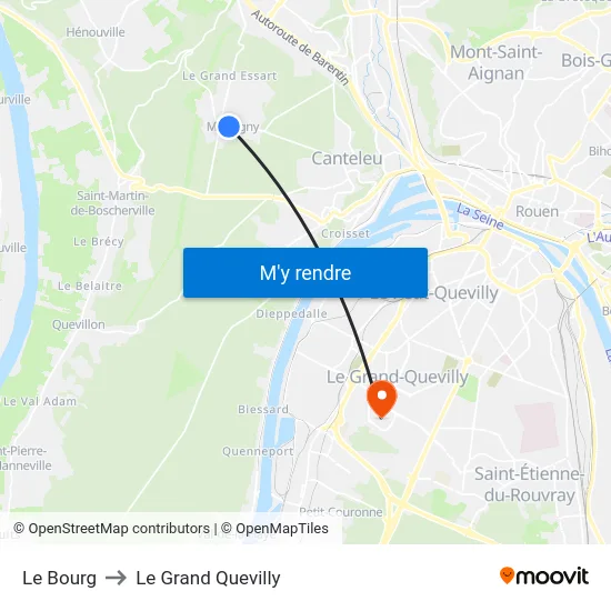 Le Bourg to Le Grand Quevilly map