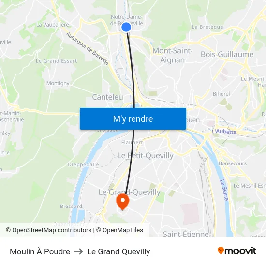 Moulin À Poudre to Le Grand Quevilly map