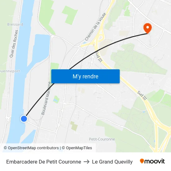 Embarcadere De Petit Couronne to Le Grand Quevilly map
