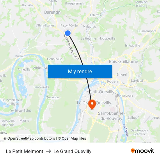 Le Petit Melmont to Le Grand Quevilly map