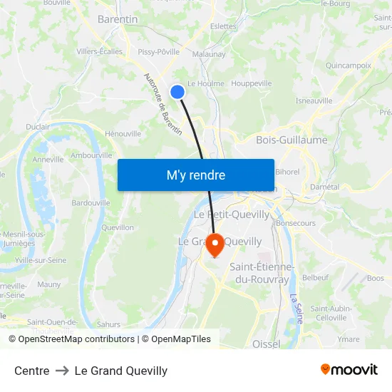 Centre to Le Grand Quevilly map
