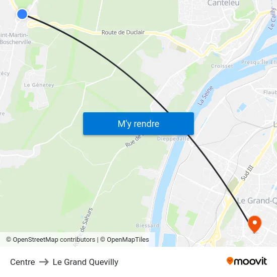 Centre to Le Grand Quevilly map