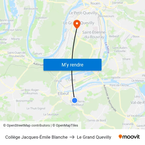 Collège Jacques-Émile Blanche to Le Grand Quevilly map