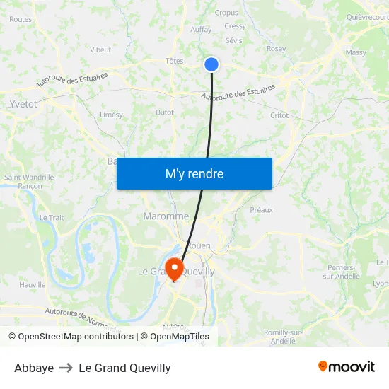 Abbaye to Le Grand Quevilly map