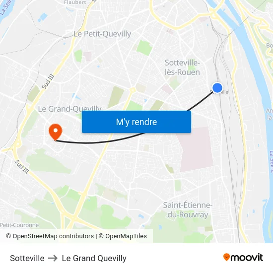 Sotteville to Le Grand Quevilly map