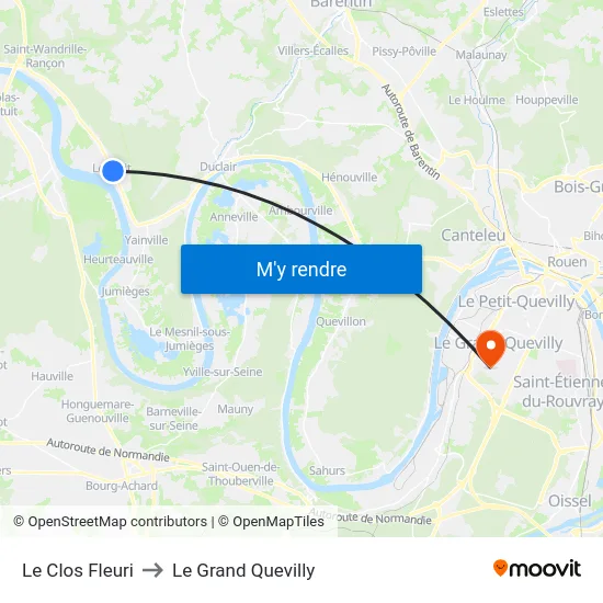 Le Clos Fleuri to Le Grand Quevilly map
