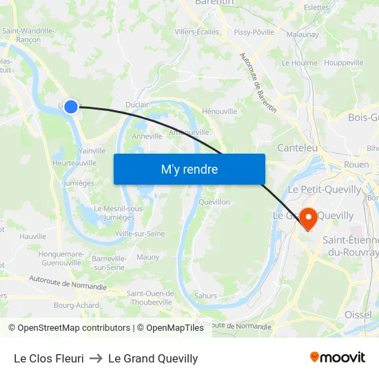 Le Clos Fleuri to Le Grand Quevilly map