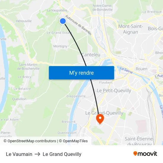 Le Vaumain to Le Grand Quevilly map