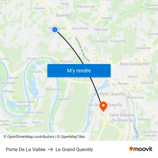 Porte De La Vallée to Le Grand Quevilly map