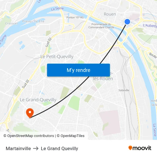 Martainville to Le Grand Quevilly map