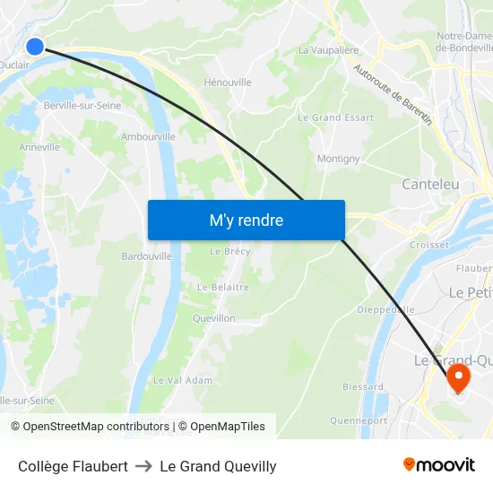 Collège Flaubert to Le Grand Quevilly map
