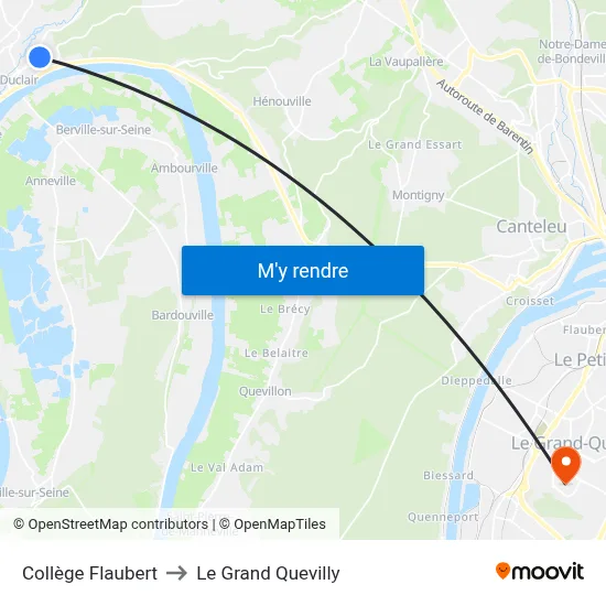 Collège Flaubert to Le Grand Quevilly map