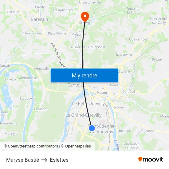 Maryse Bastié to Eslettes map
