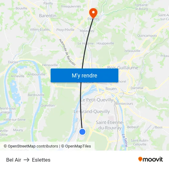 Bel Air to Eslettes map