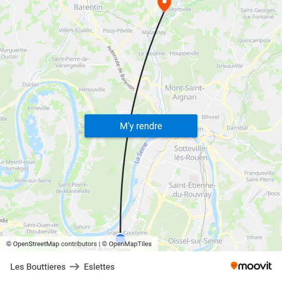 Les Bouttieres to Eslettes map