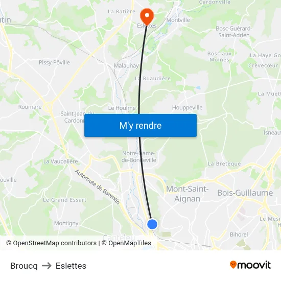 Broucq to Eslettes map