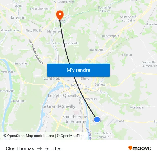 Clos Thomas to Eslettes map