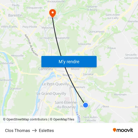 Clos Thomas to Eslettes map