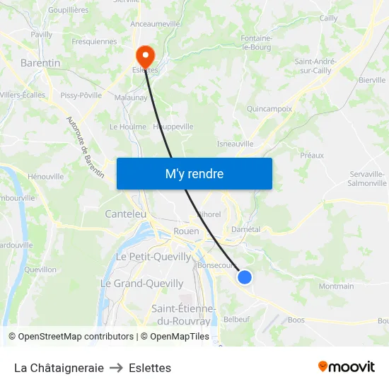 La Châtaigneraie to Eslettes map