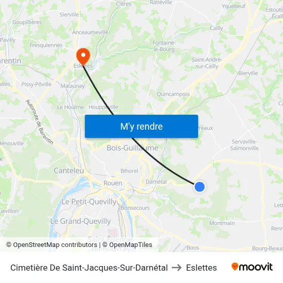 Cimetière De Saint-Jacques-Sur-Darnétal to Eslettes map