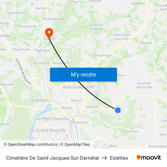 Cimetière De Saint-Jacques-Sur-Darnétal to Eslettes map