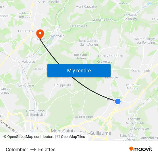 Colombier to Eslettes map