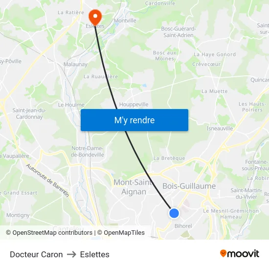 Docteur Caron to Eslettes map