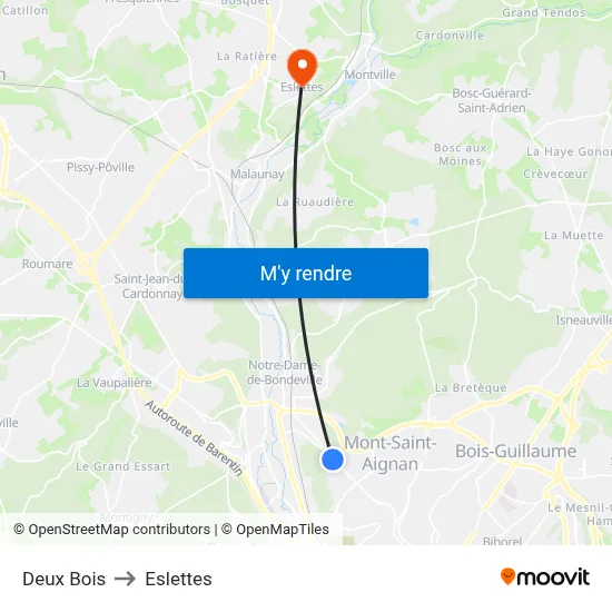 Deux Bois to Eslettes map