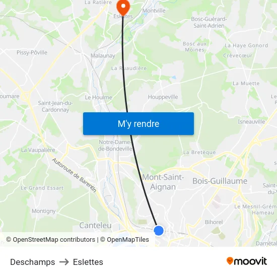 Deschamps to Eslettes map