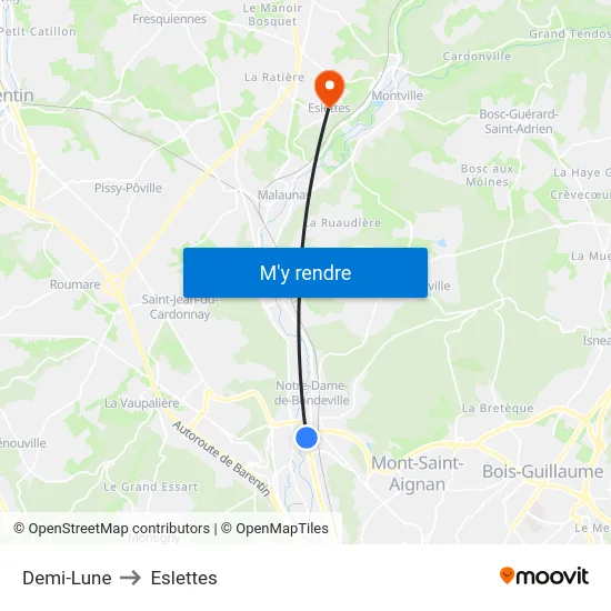 Demi-Lune to Eslettes map
