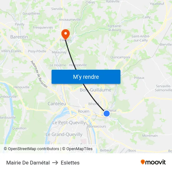 Mairie De Darnétal to Eslettes map