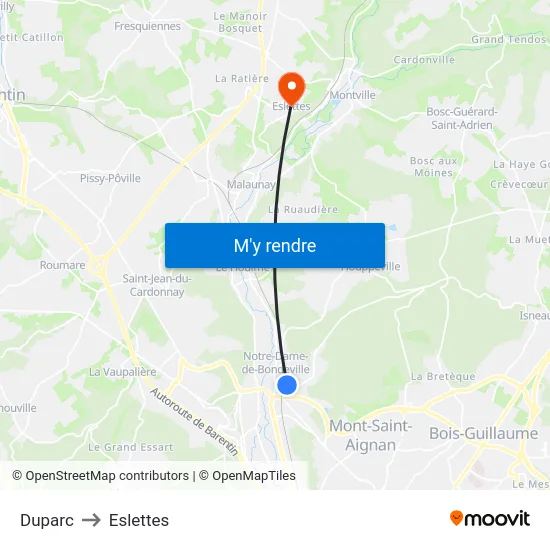 Duparc to Eslettes map