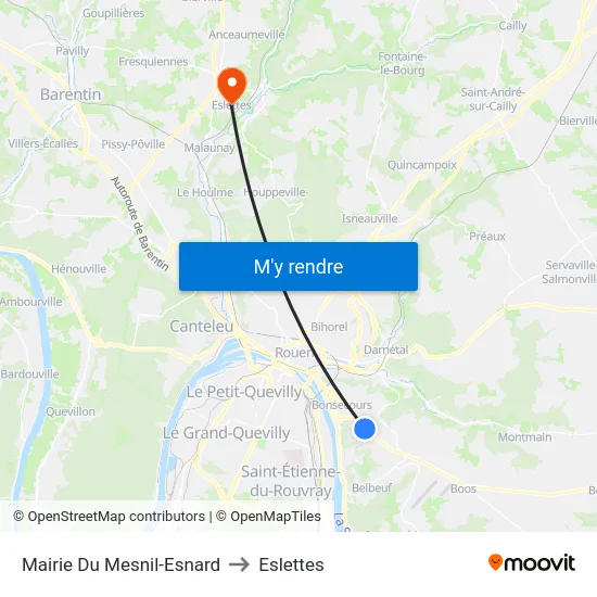 Mairie Du Mesnil-Esnard to Eslettes map