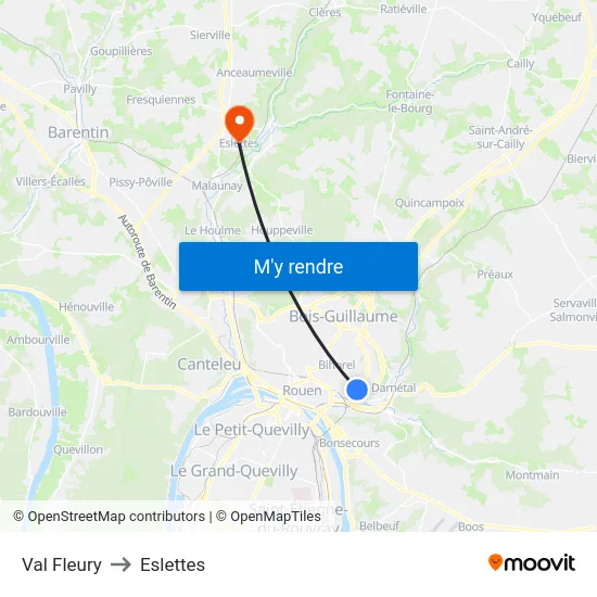Val Fleury to Eslettes map