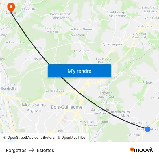 Forgettes to Eslettes map