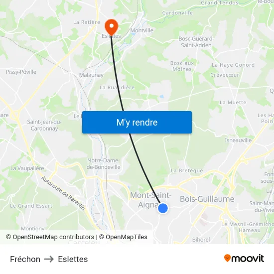 Fréchon to Eslettes map