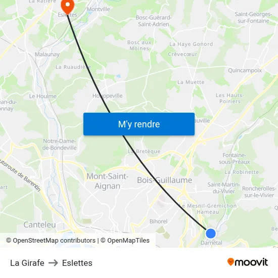 La Girafe to Eslettes map