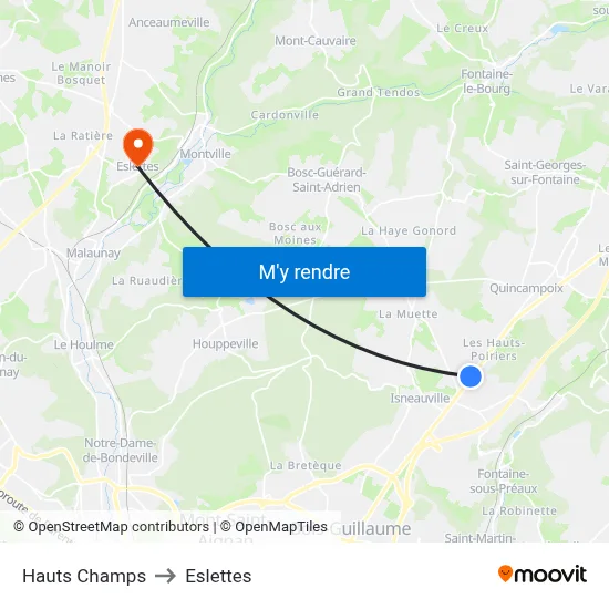 Hauts Champs to Eslettes map
