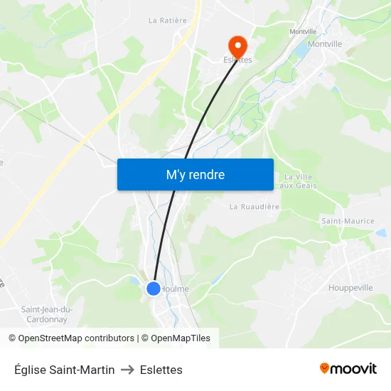 Église Saint-Martin to Eslettes map